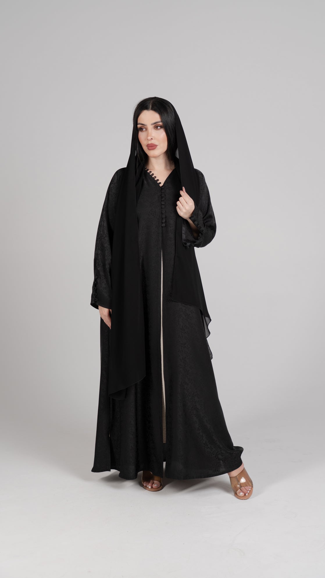 Silky  brown olive abaya